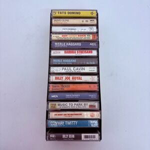Lot of 20 Vintage Cassette Tapes Country Rock Pop Merle Haggard Patsy Cline Rack
